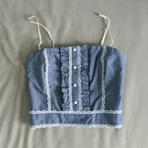 Chambray Crop Top - Size M